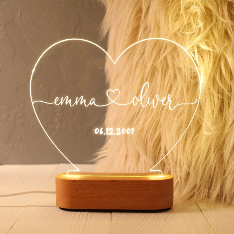 Personalized Custom Night Light – Romantic Valentine’s Day & Anniversary Gift for Couples, Him or Her
