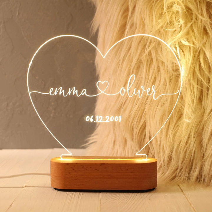 Personalized Custom Night Light – Romantic Valentine’s Day & Anniversary Gift for Couples, Him or Her