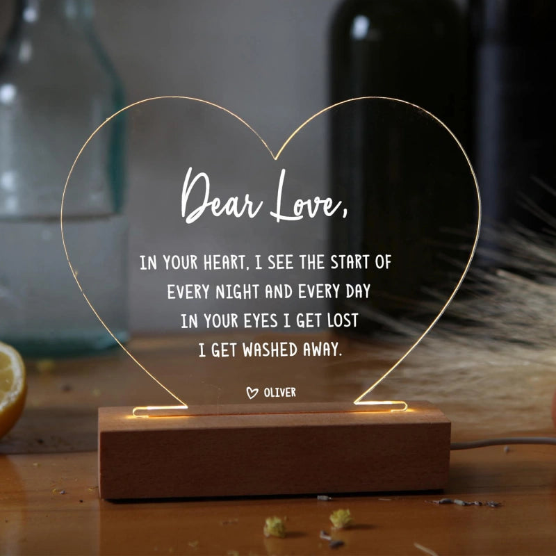 Personalized Custom Night Light – Romantic Valentine’s Day & Anniversary Gift for Couples, Him or Her