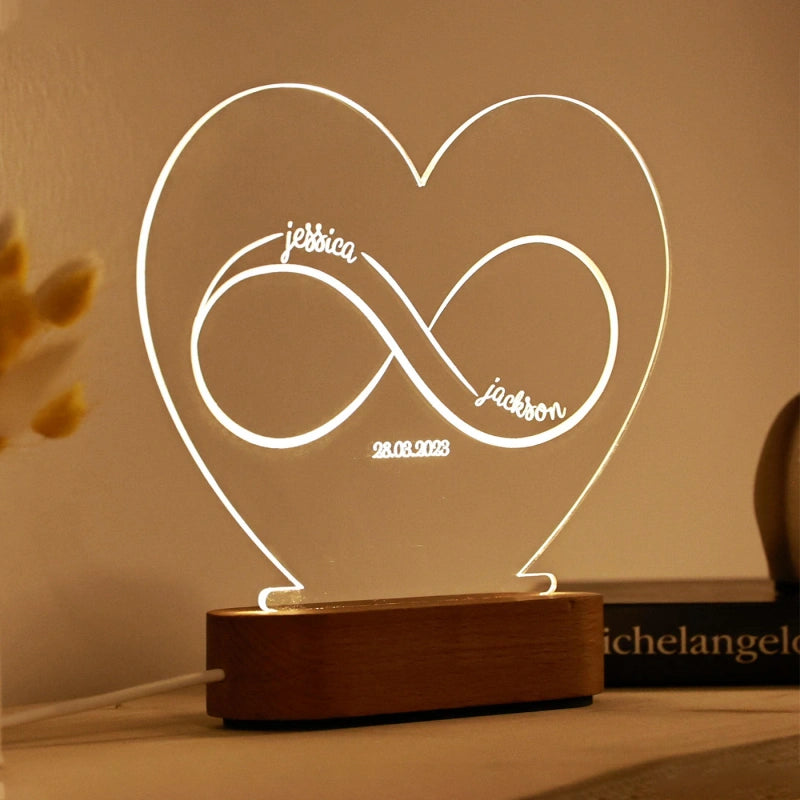 Personalized Custom Night Light – Romantic Valentine’s Day & Anniversary Gift for Couples, Him or Her