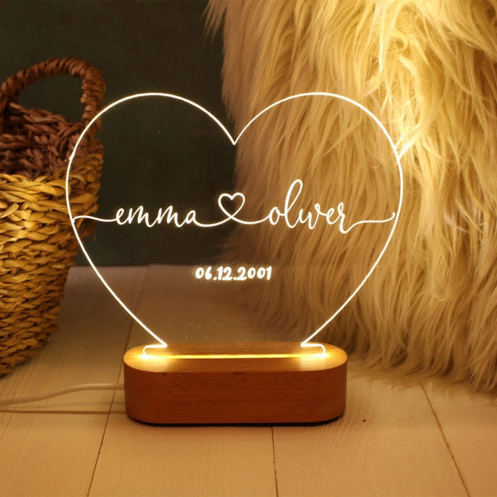 Personalized Custom Night Light – Romantic Valentine’s Day & Anniversary Gift for Couples, Him or Her