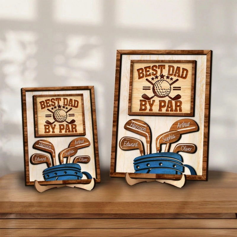 Personalized “Dad by Par” Wooden Golf Sign – Custom Name Gift for Dad & Golf Lovers