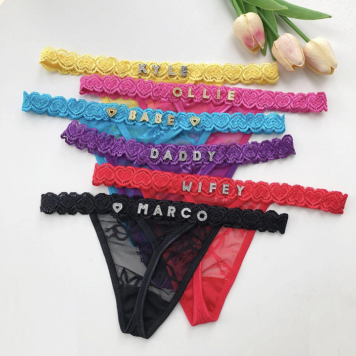 Personalized Diamond Letter Thong