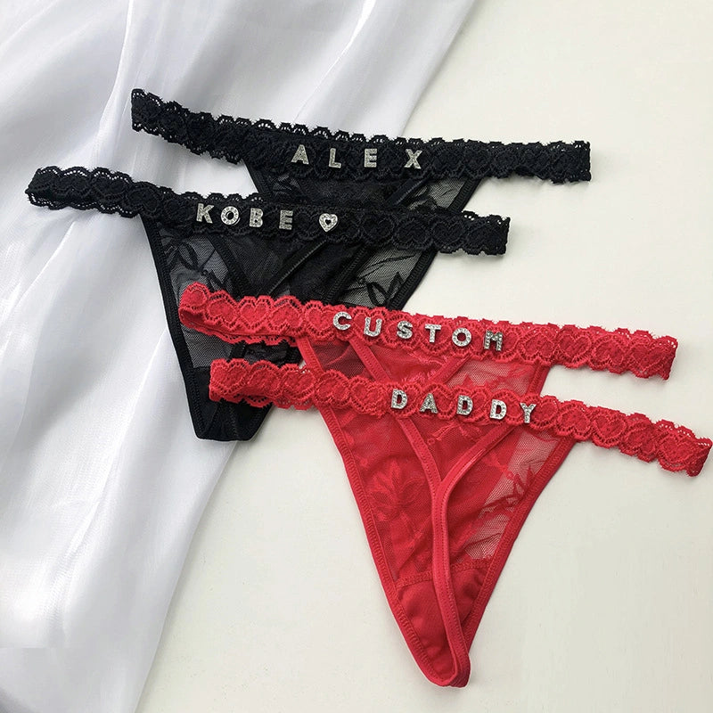 Personalized Diamond Letter Thong