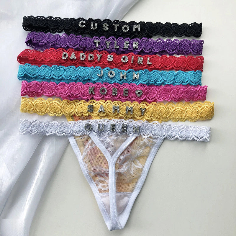 Personalized Diamond Letter Thong