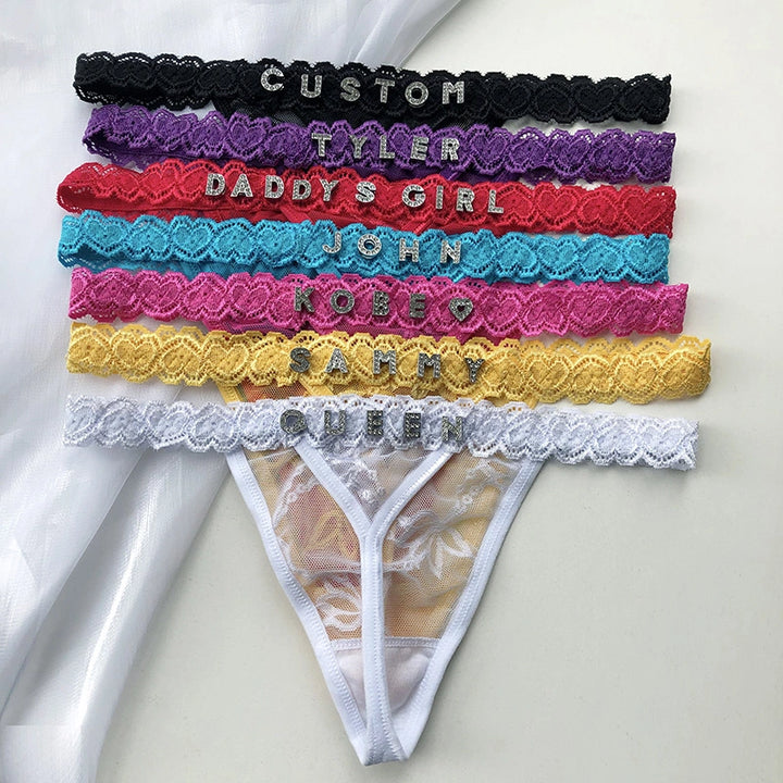 Personalized Diamond Letter Thong