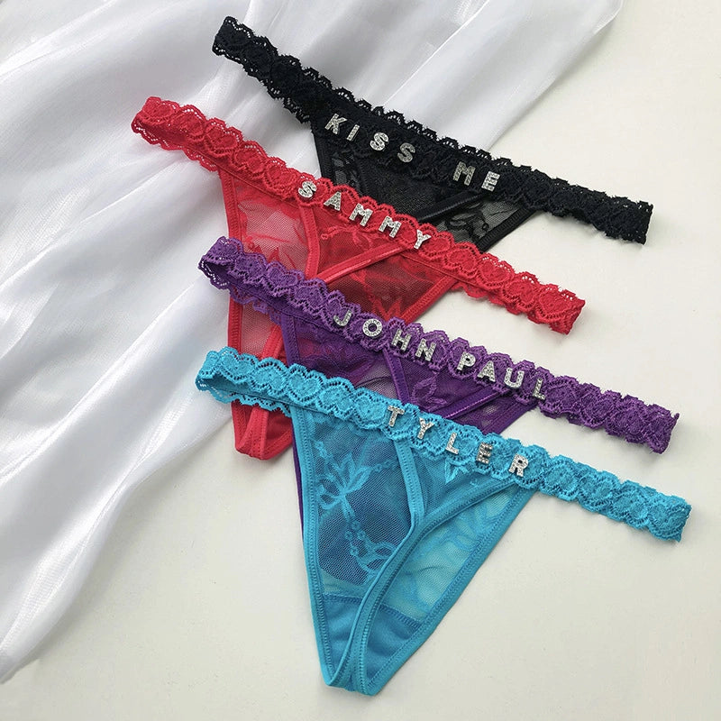 Personalized Diamond Letter Thong