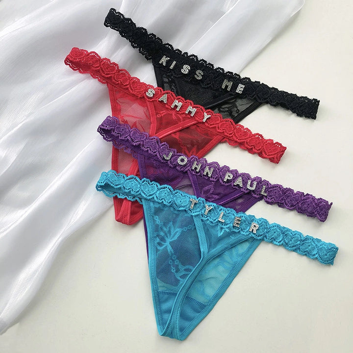 Personalized Diamond Letter Thong