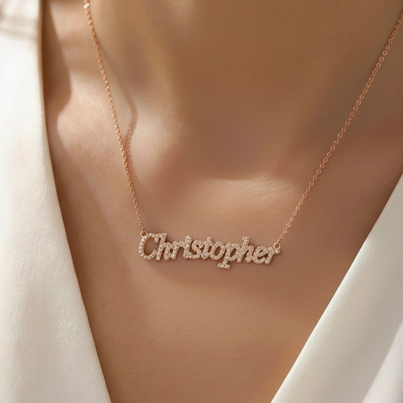Personalized Diamond Name Necklace for Mom – Custom Shiny Script Name Necklace | Mother’s Day Gift for Her