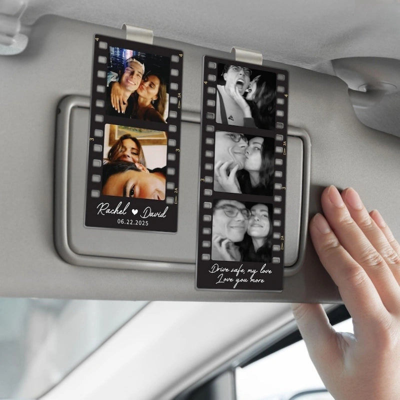 Personalized Drive Safe Car Visor Clip with Couple Photo
