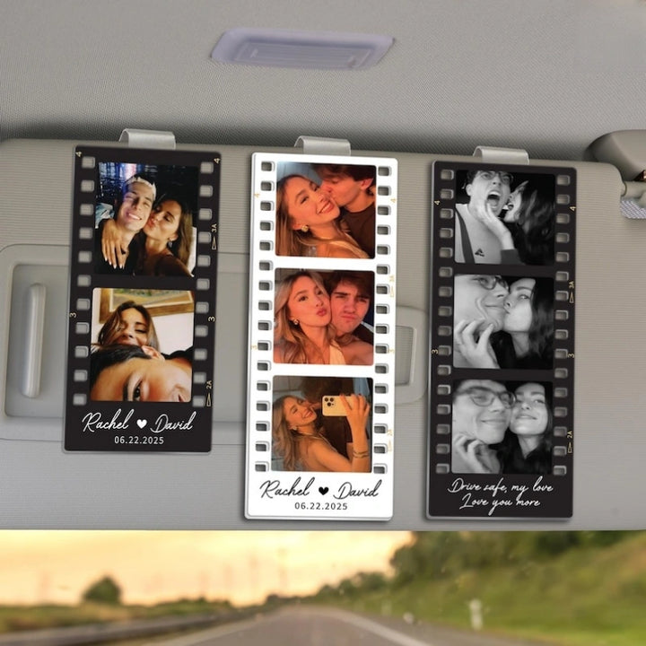 Personalized Drive Safe Car Visor Clip with Couple Photo