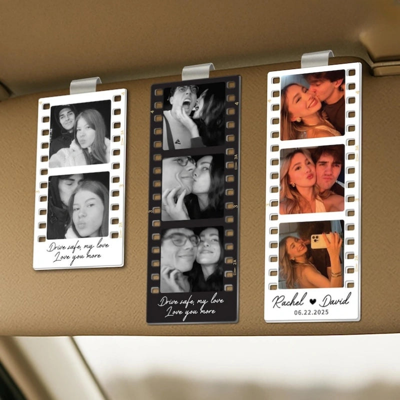 Personalized Drive Safe Car Visor Clip with Couple Photo