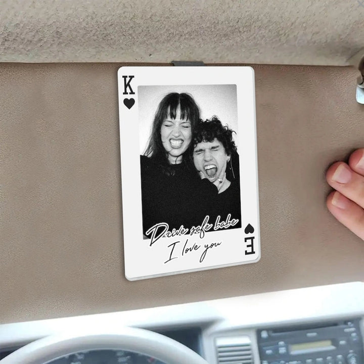 Clipe personalizado para viseira de carro para longas viagens – Presente fotográfico personalizado para manter seu amor sempre por perto.