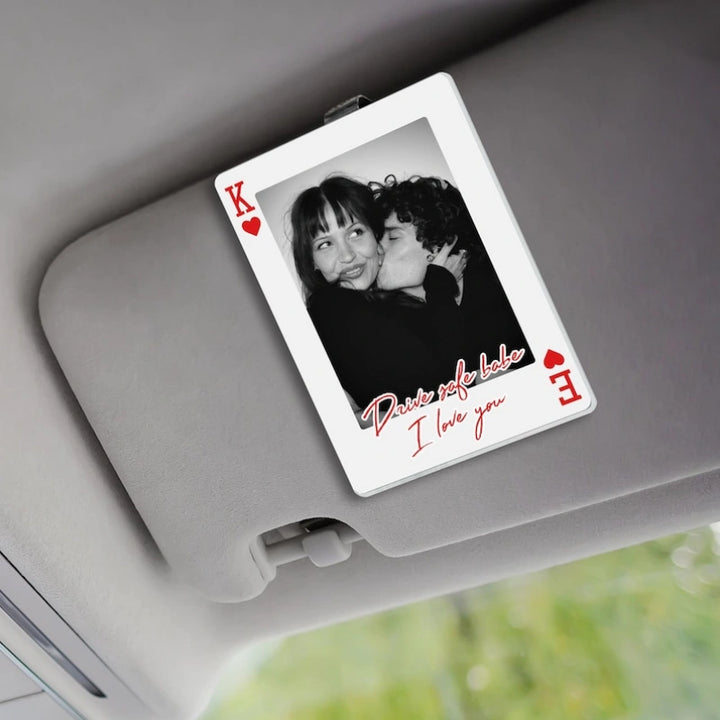 Clipe personalizado para viseira de carro para longas viagens – Presente fotográfico personalizado para manter seu amor sempre por perto.