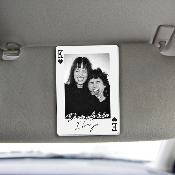 Clipe personalizado para viseira de carro para longas viagens – Presente fotográfico personalizado para manter seu amor sempre por perto.
