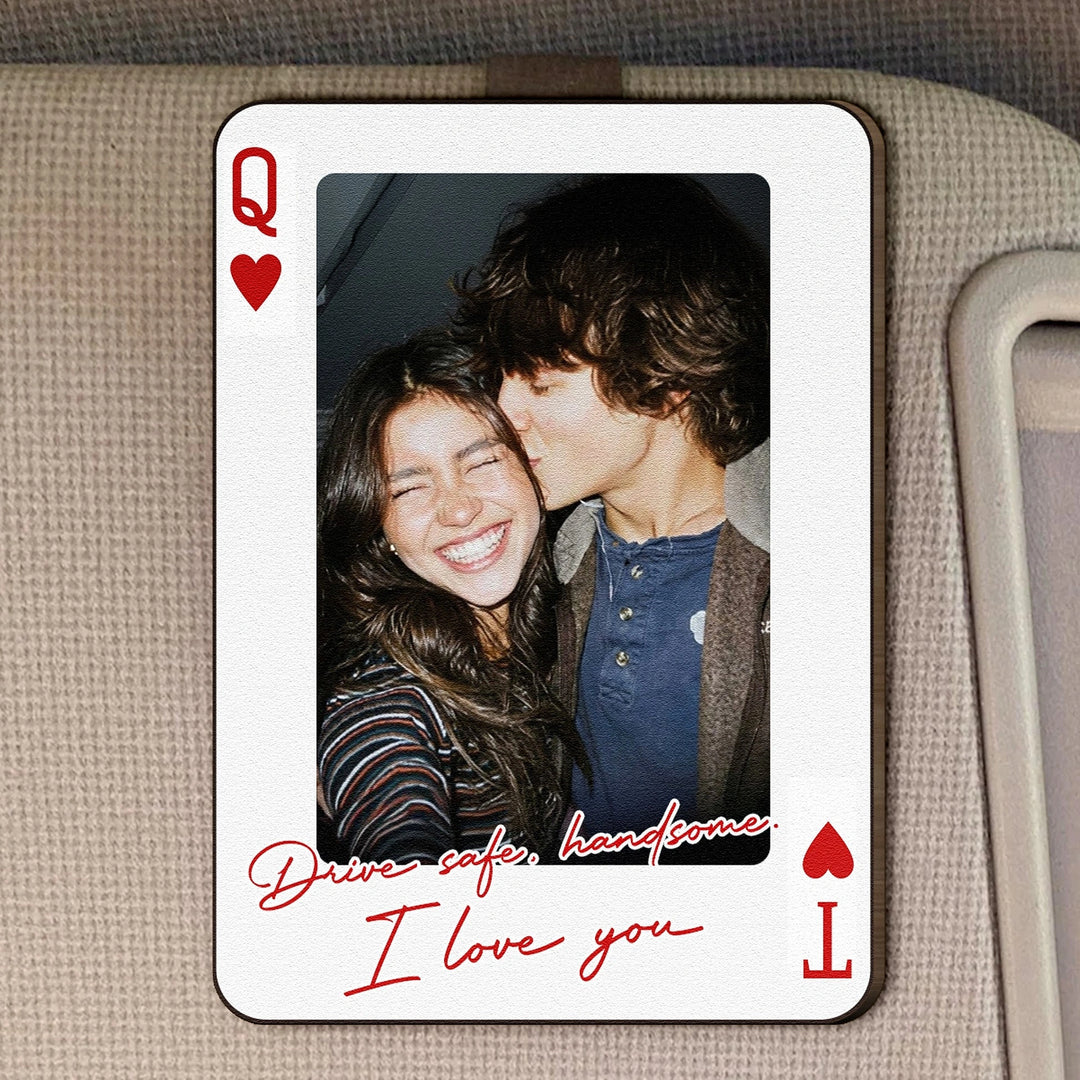 Clipe personalizado para viseira de carro para longas viagens – Presente fotográfico personalizado para manter seu amor sempre por perto.
