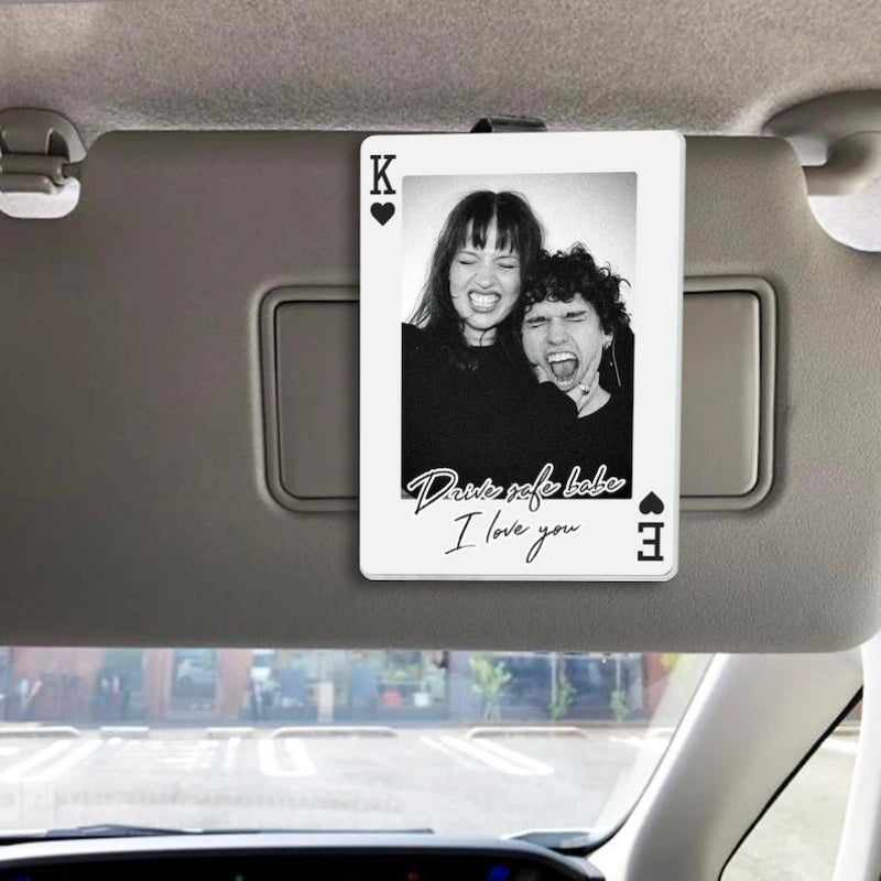 Clipe personalizado para viseira de carro para longas viagens – Presente fotográfico personalizado para manter seu amor sempre por perto.