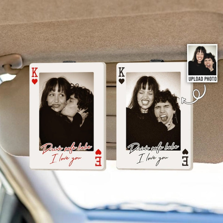 Clipe personalizado para viseira de carro para longas viagens – Presente fotográfico personalizado para manter seu amor sempre por perto.