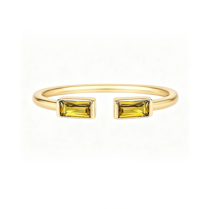 Personalized Duo Baguette Birthstone Ring – Adjustable Sterling Silver Gemstone Ring Gift