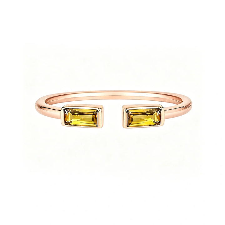 Personalized Duo Baguette Birthstone Ring – Adjustable Sterling Silver Gemstone Ring Gift
