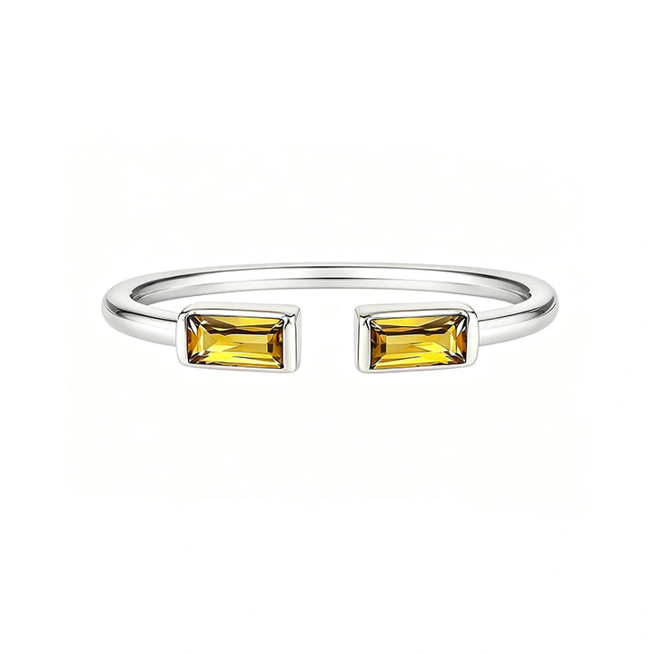 Personalized Duo Baguette Birthstone Ring – Adjustable Sterling Silver Gemstone Ring Gift