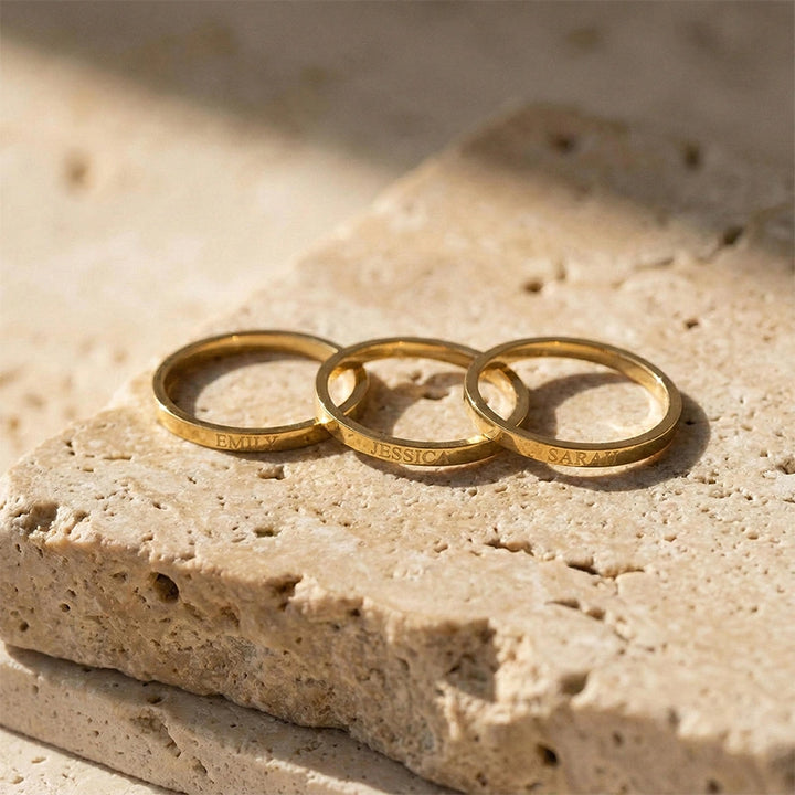 Personalized Engraved Ring – Custom Name Band & Maiden Name Ring, Minimalist Jewelry Gift for Her