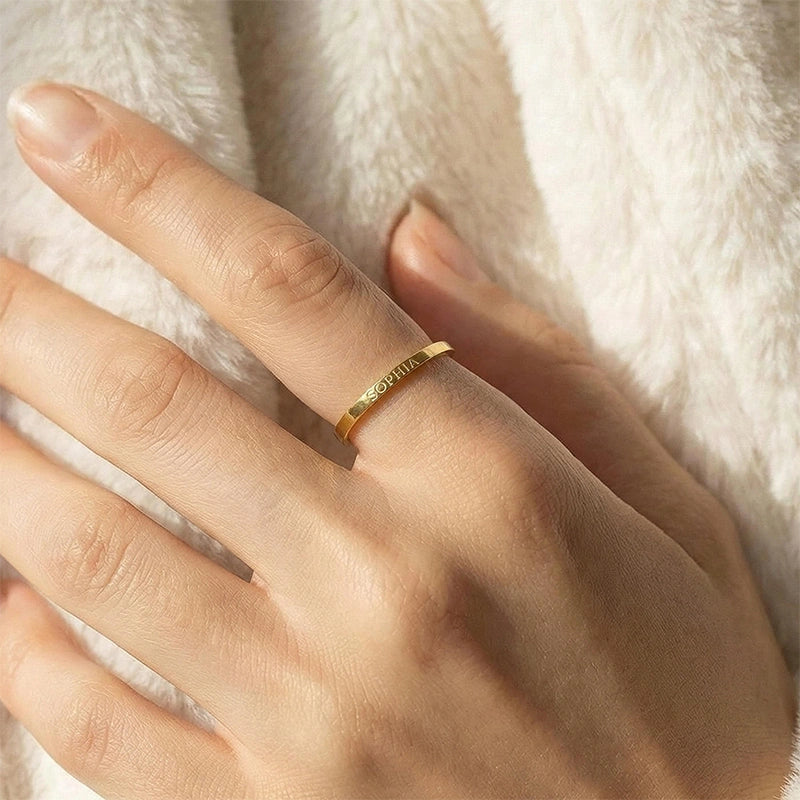 Personalized Engraved Ring – Custom Name Band & Maiden Name Ring, Minimalist Jewelry Gift for Her