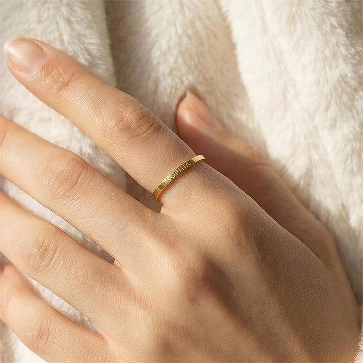 Personalized Engraved Ring – Custom Name Band & Maiden Name Ring, Minimalist Jewelry Gift for Her