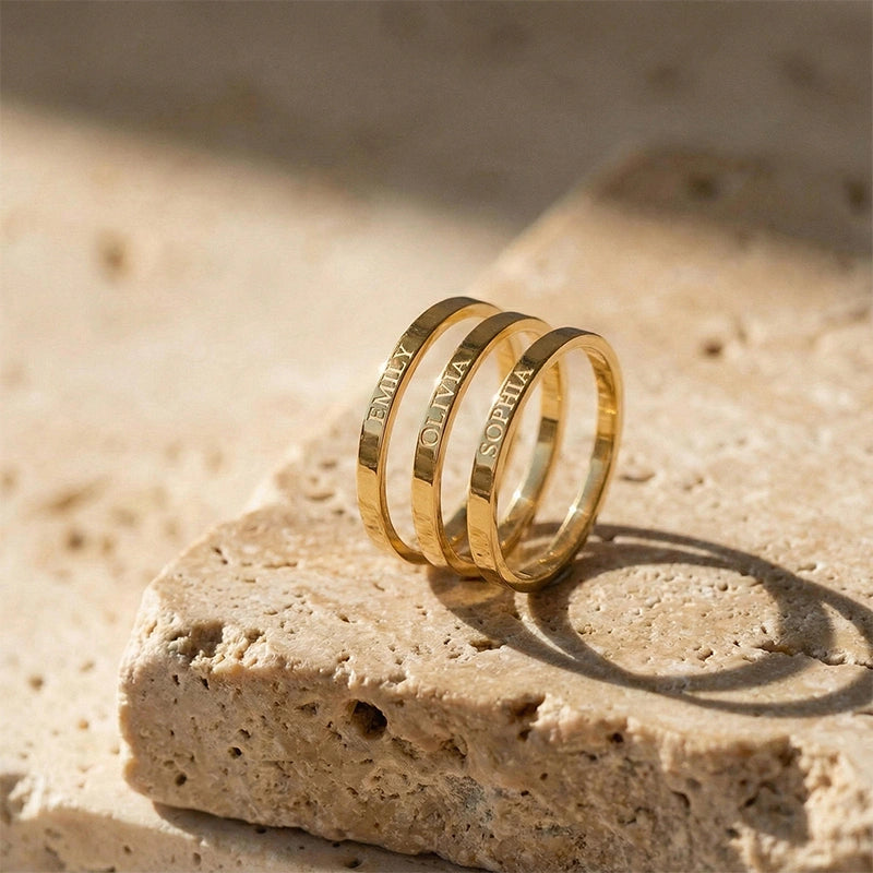 Personalized Engraved Ring – Custom Name Band & Maiden Name Ring, Minimalist Jewelry Gift for Her