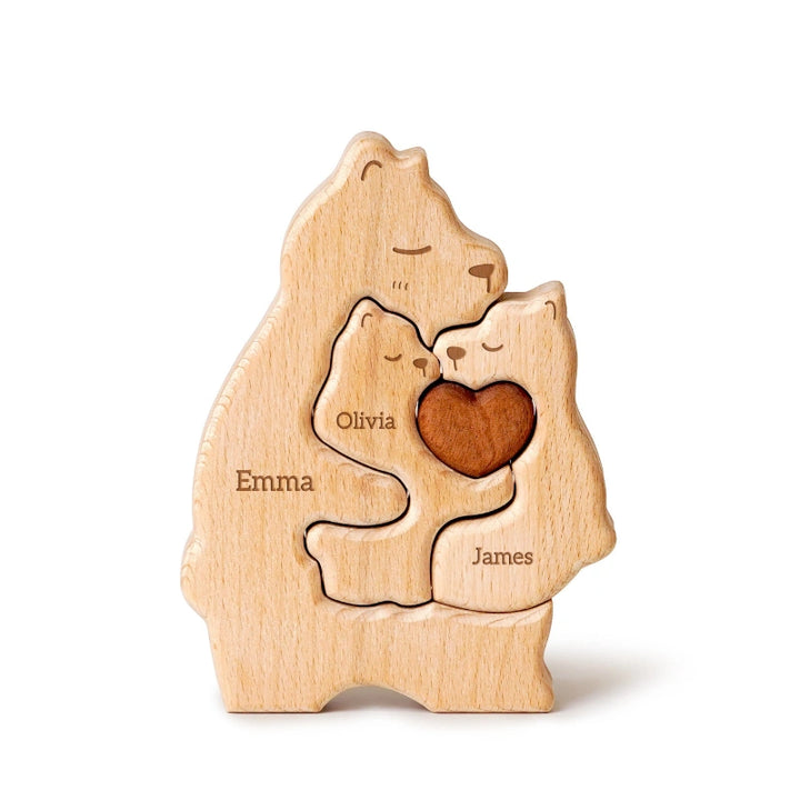 Personalized Family Bear Puzzle – Custom Wooden Name Puzzle for Families