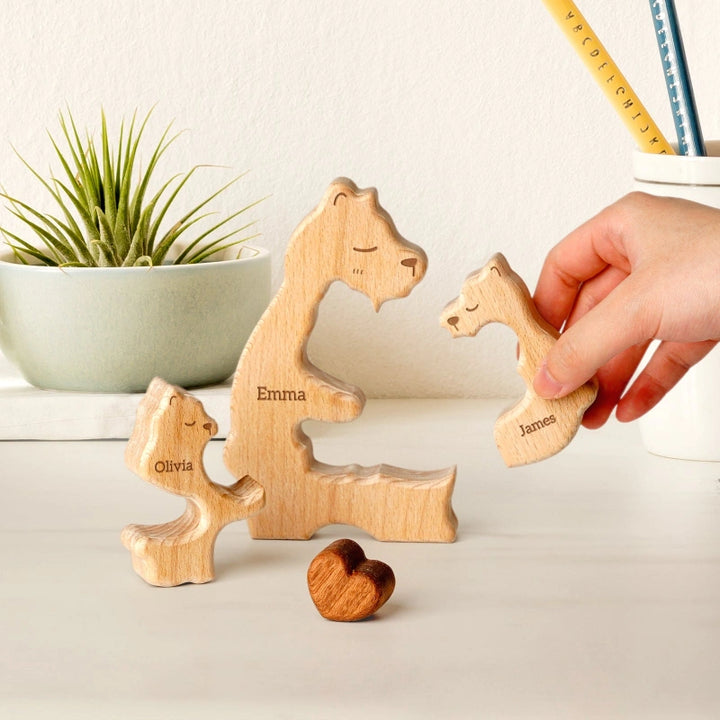Personalized Family Bear Puzzle – Custom Wooden Name Puzzle for Families