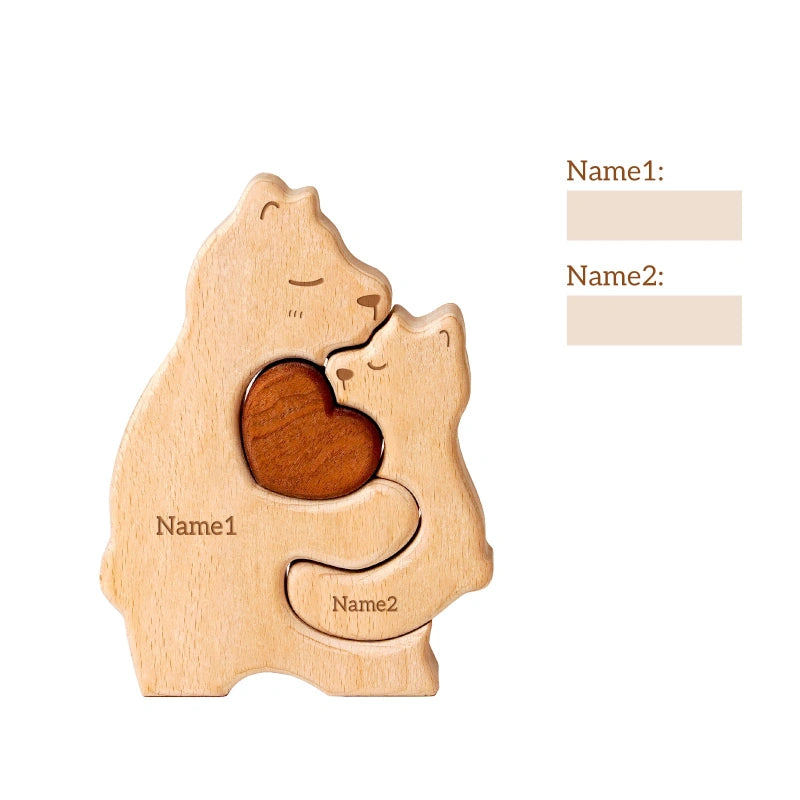 Personalized Family Bear Puzzle – Custom Wooden Name Puzzle for Families