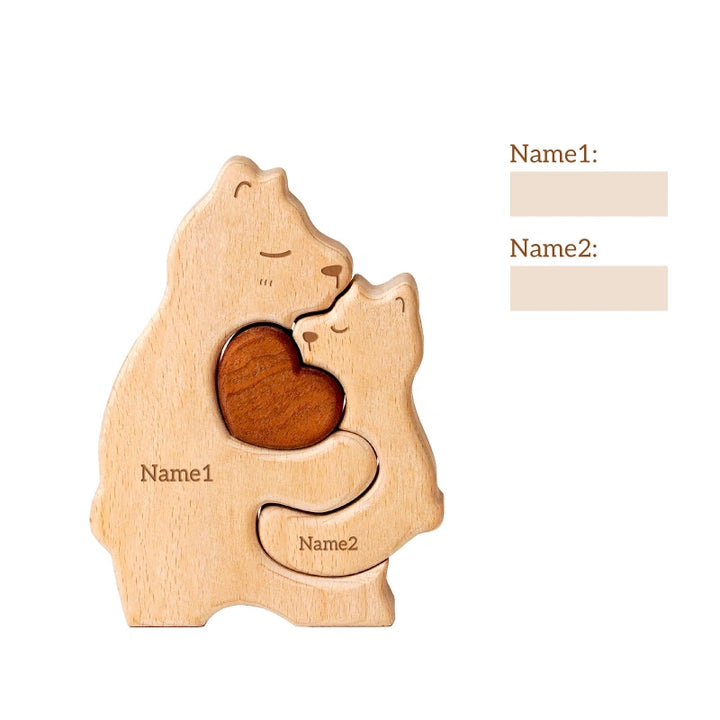 Personalized Family Bear Puzzle – Custom Wooden Name Puzzle for Families