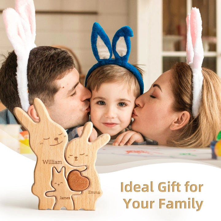 Personalized Family Bunny Puzzle – Custom Wooden Name Puzzle for Families