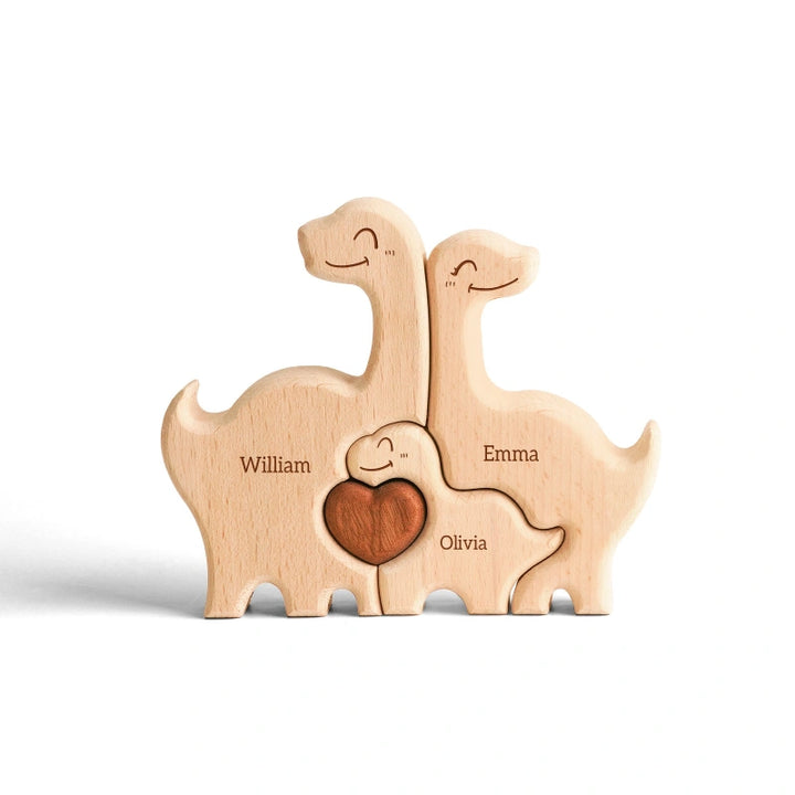 Personalized Family Dinosaur Puzzle – Custom Wooden Name Puzzle for Families