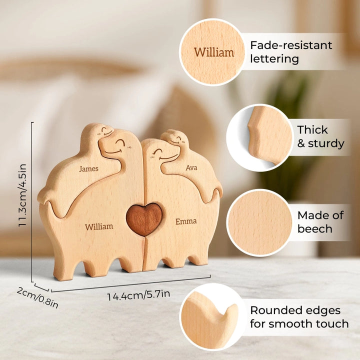 Personalized Family Dinosaur Puzzle – Custom Wooden Name Puzzle for Families