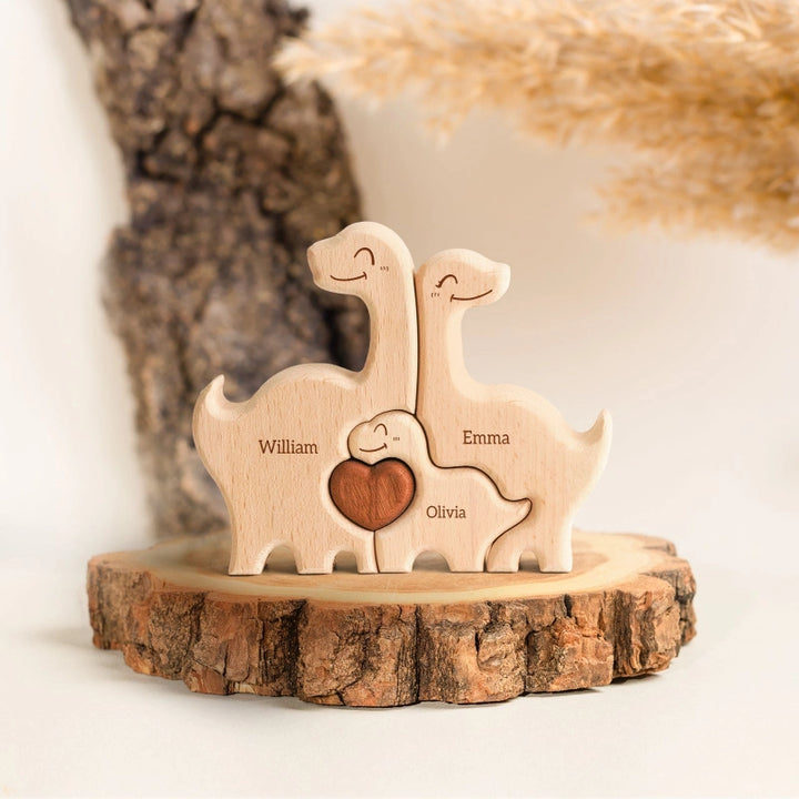 Personalized Family Dinosaur Puzzle – Custom Wooden Name Puzzle for Families