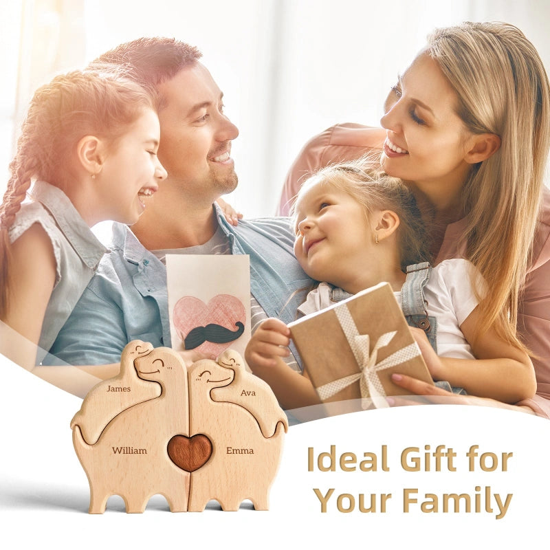 Personalized Family Dinosaur Puzzle – Custom Wooden Name Puzzle for Families