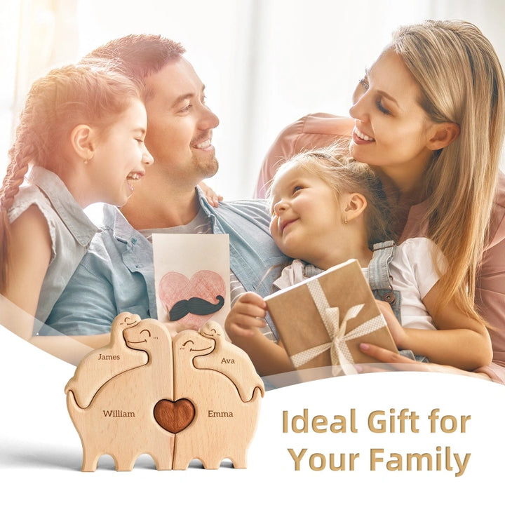 Personalized Family Dinosaur Puzzle – Custom Wooden Name Puzzle for Families