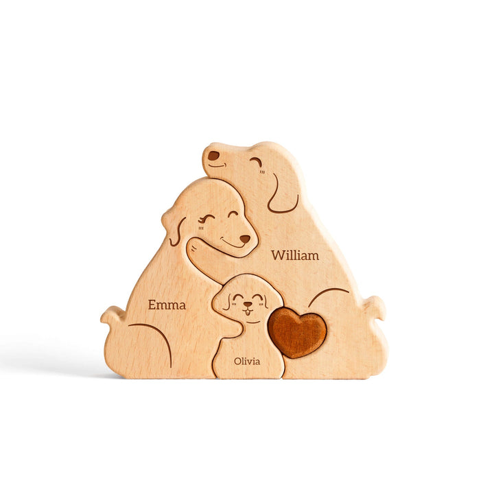 Personalized Family Dog Puzzle – Custom Wooden Name Puzzle for Families (2–5 Names)
