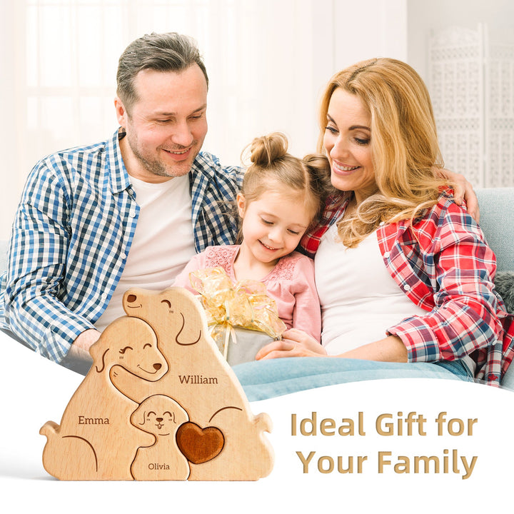 Personalized Family Dog Puzzle – Custom Wooden Name Puzzle for Families (2–5 Names)