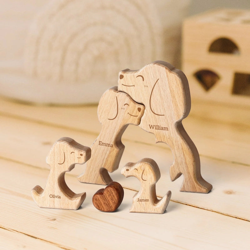 Personalized Family Dogs Puzzle – Custom Wooden Name Puzzle for Families