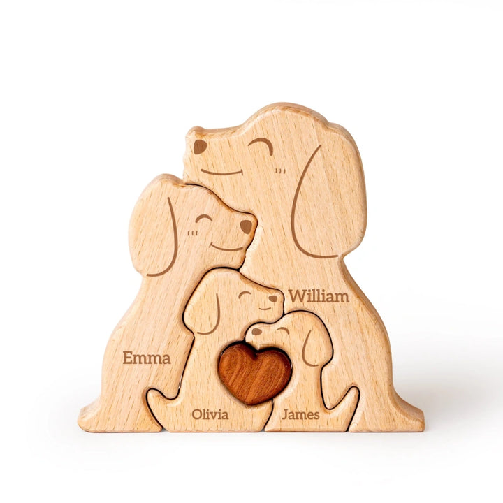 Personalized Family Dogs Puzzle – Custom Wooden Name Puzzle for Families
