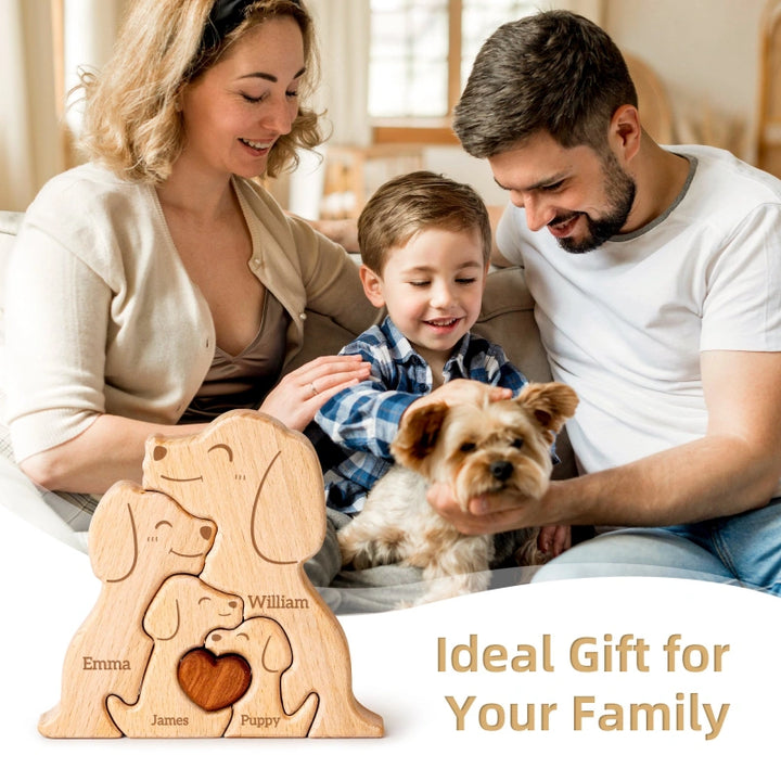 Personalized Family Dogs Puzzle – Custom Wooden Name Puzzle for Families