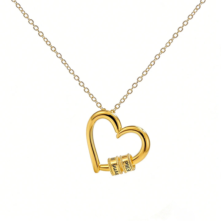 Personalized Family Heart Necklace – Custom Name Beads Pendant for Mom