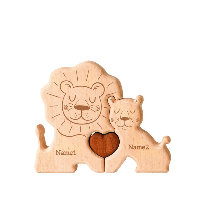 Personalized Family Lions Puzzle – Custom Wooden Name Puzzle for Families