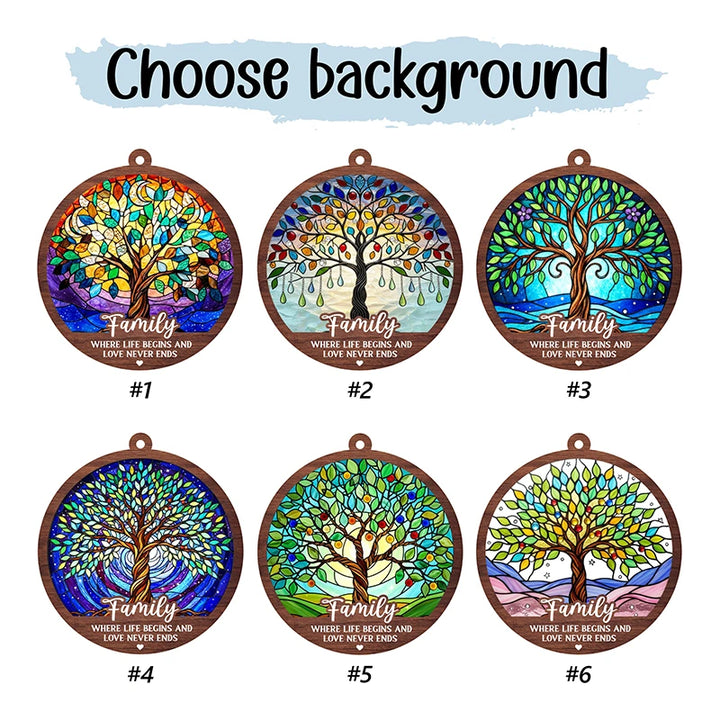 Personalized Family Tree Wind Chimes with Suncatcher – Custom Family Gift from Grandkids