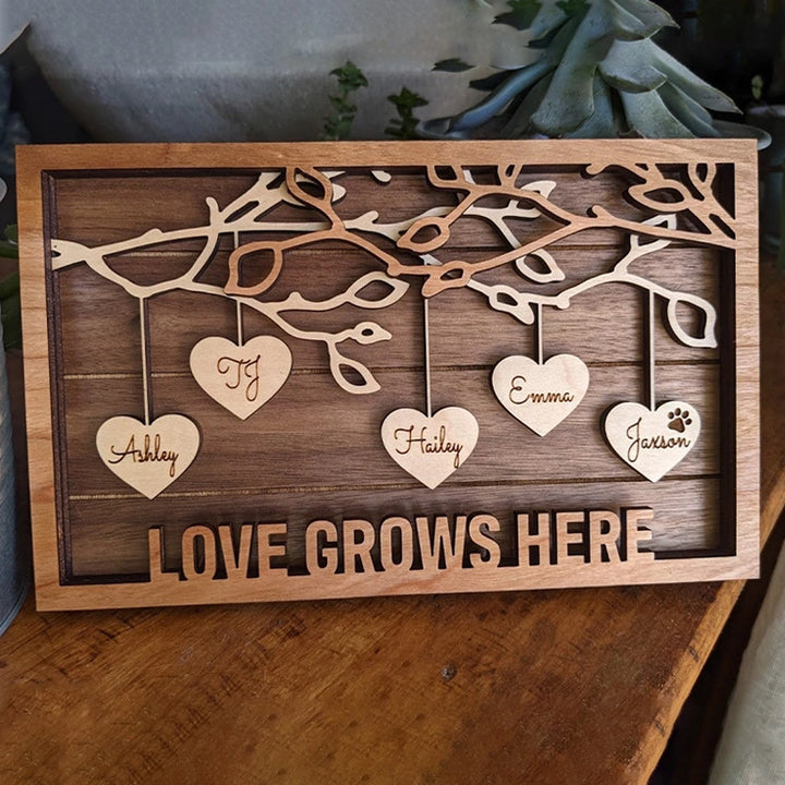 Personalized Family Tree Wood Frame – Custom Names Wall Art for Mom | Mother’s Day Gift for Grandma, Family Keepsake Frame