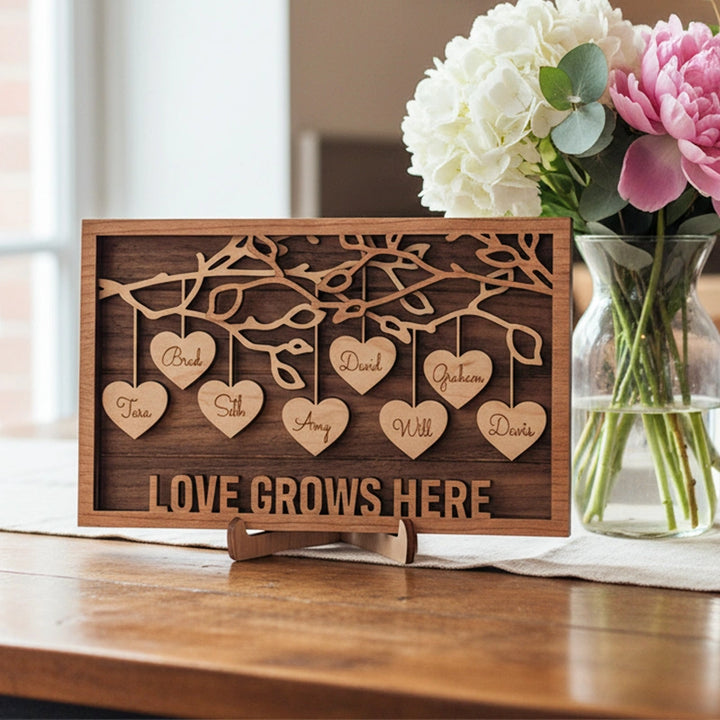 Personalized Family Tree Wood Frame – Custom Names Wall Art for Mom | Mother’s Day Gift for Grandma, Family Keepsake Frame