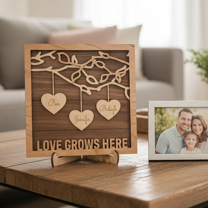 Personalized Family Tree Wood Frame – Custom Names Wall Art for Mom | Mother’s Day Gift for Grandma, Family Keepsake Frame